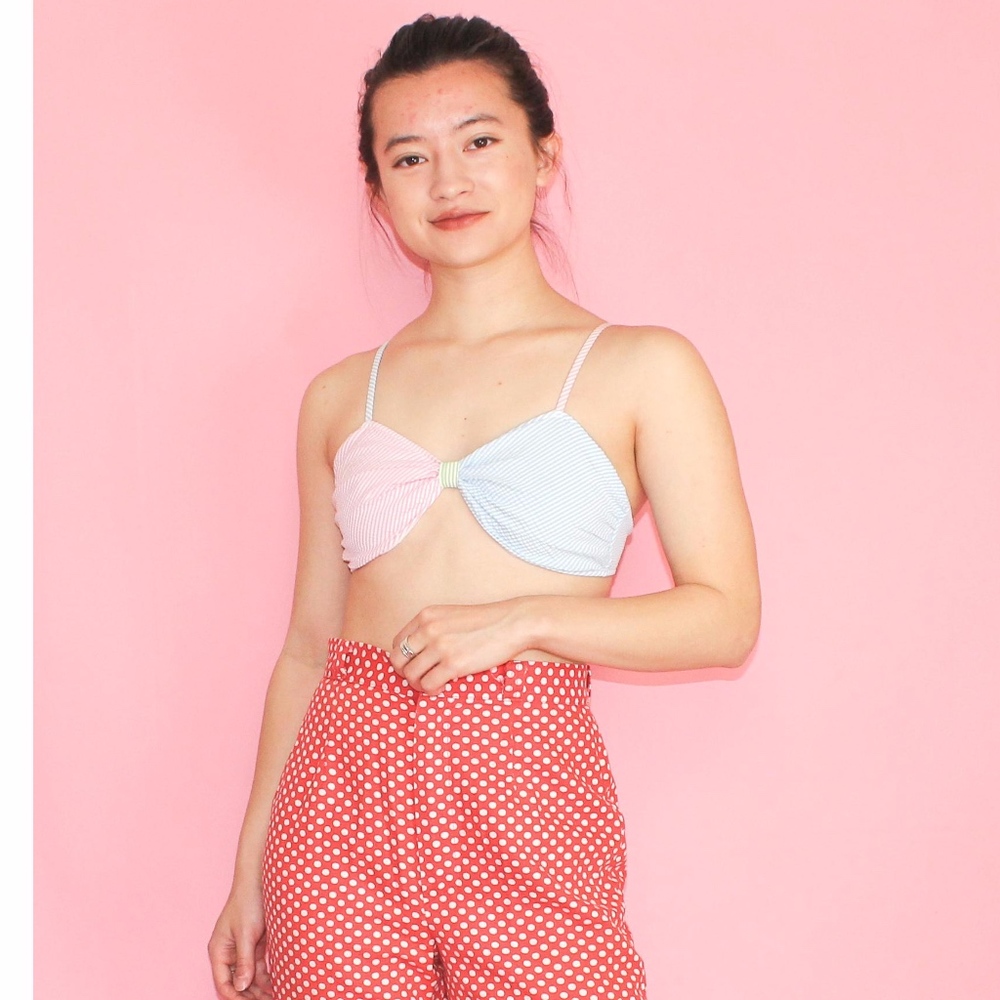 (452) VTG 90s Gingham Bikini Top